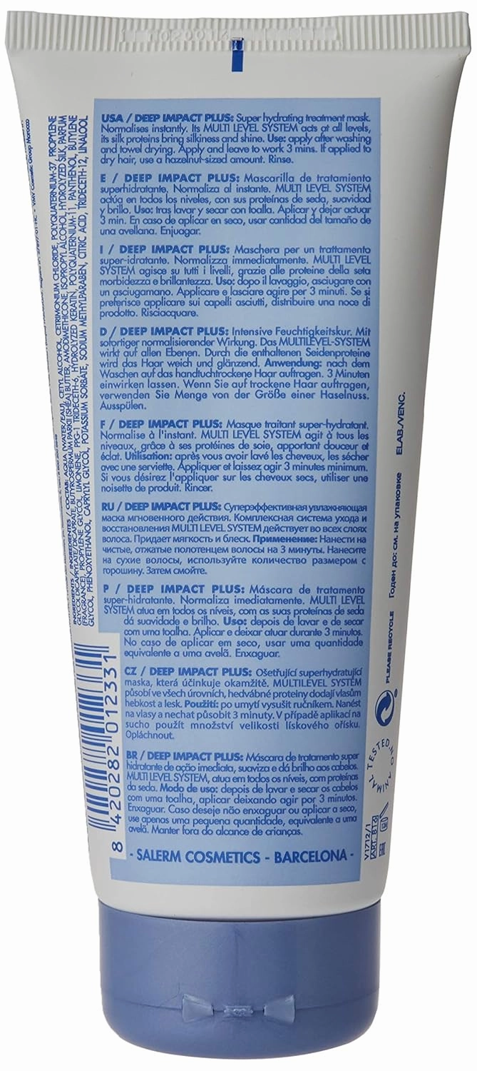 SALERM - Hydrating Hair Mask - Deep Impact Plus - 200 ml - Deep Hair Hydration - For Use After Keratin Shot   Keramix Treatment - Smooth and Straight Hair