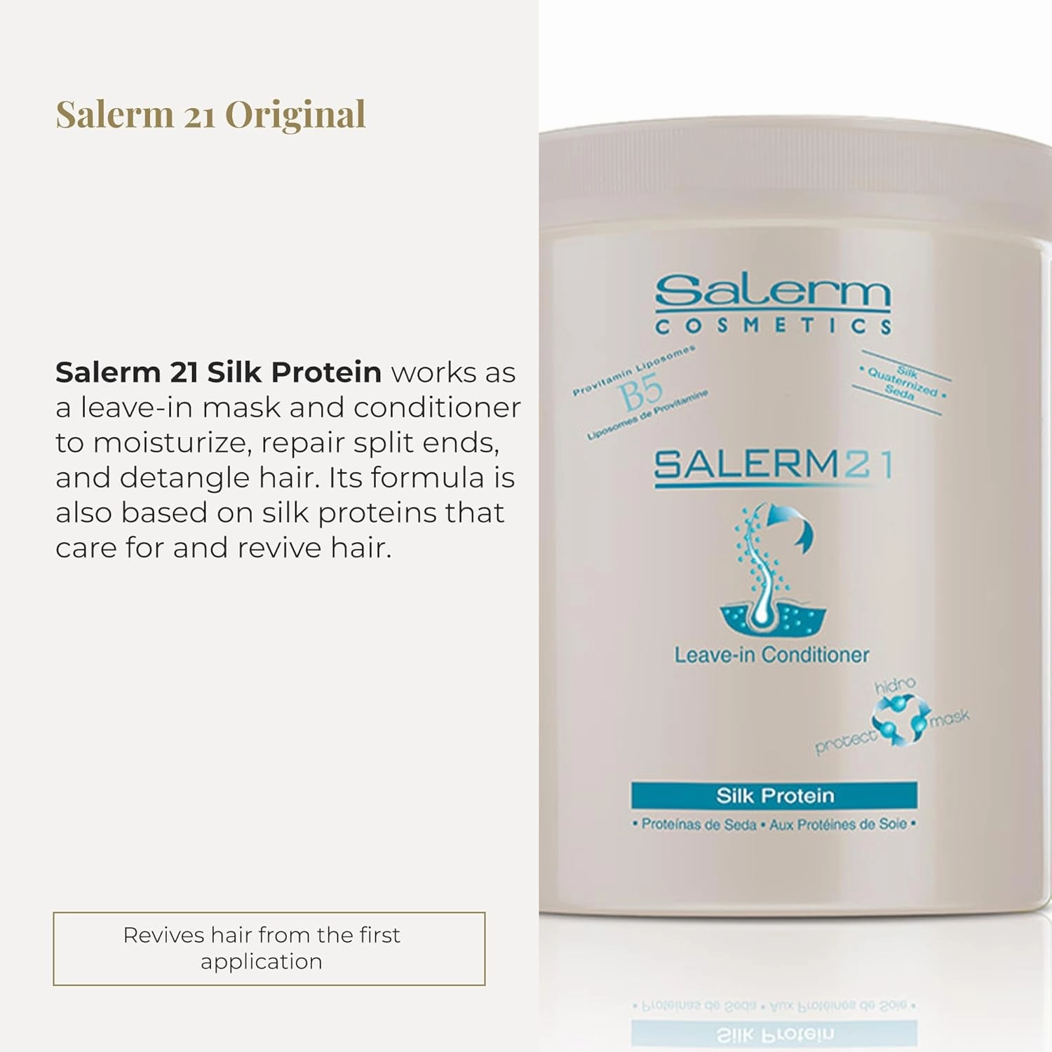 SALERM - Instant Hair Conditioner 21 Silk Protein - 1000 ml - Leave-In or Rinse-Out Conditioner - with Silk Proteins - Heat Protector and Hydrating