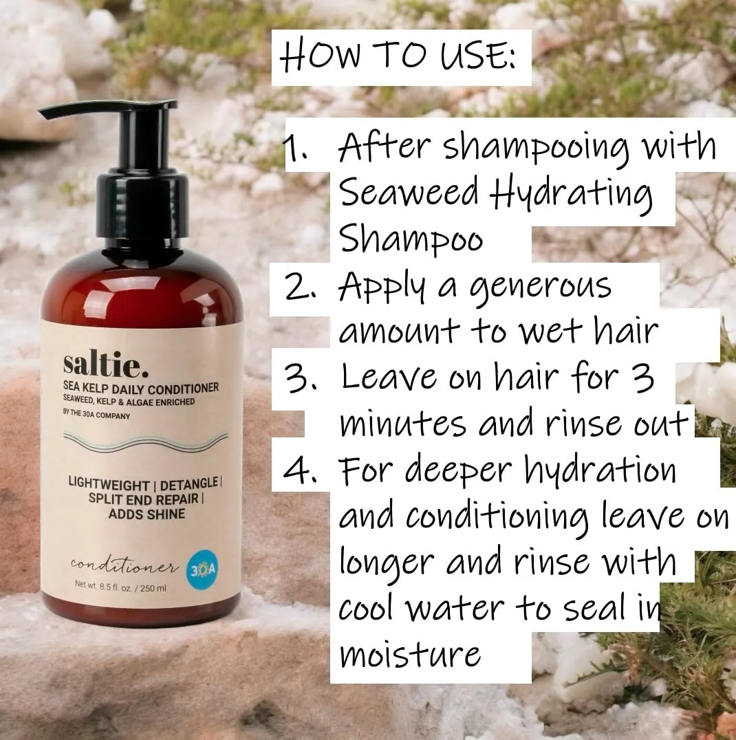 Saltie Daily Hair Detangle Conditioner I Nourish with Sea Weed, Kelp & Algae I Lightweight, detangle, repair split ends, adds shine for radiant hair. (8.5 fl. Oz /250ml)