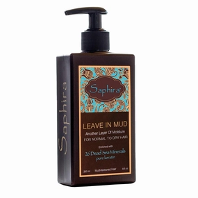 Saphira Hydrating Leave-In Conditioner Mineral Mud, Styling and Healing Leave-In Conditioner for Dry Damaged Hair, Strengthening, No Rinse Hair Repair Therapy, Sulfate-Free, Paraben-Free