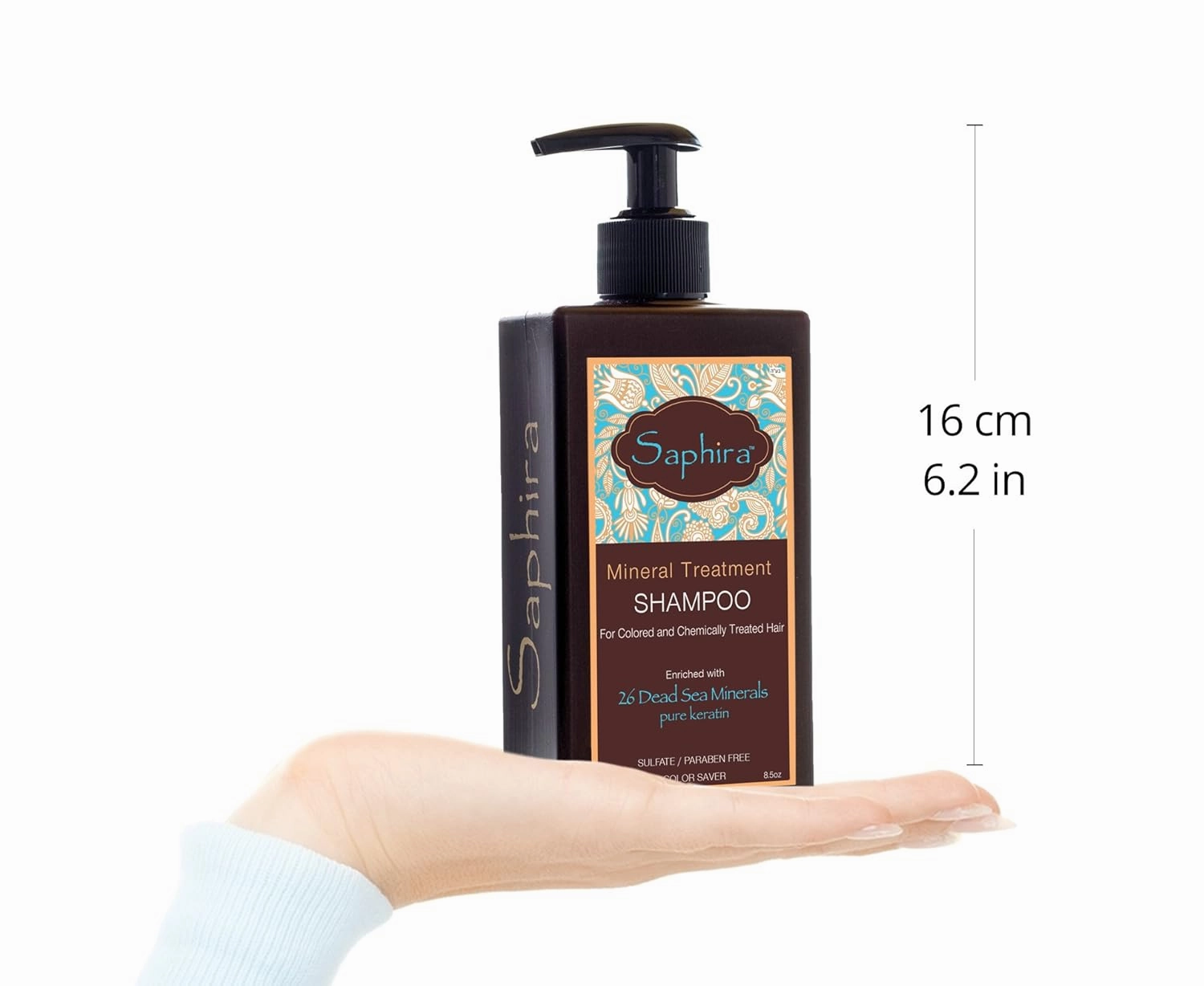 Saphira Mineral Treatment Shampoo for Fine, Thin and Color-Treated Hair, Sulfate-Free, Paraben-Free, Strengthens, Volumizes and Defines Weak and Fragile Hair