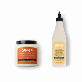 SAUCE BEAUTY Honey Chia Smoothing Curl Mask & Sparkling Apple Cider Clarifying Scalp Treatment - Conditioner for Curly Hair - Real-Food Hair Products - 2 Pack