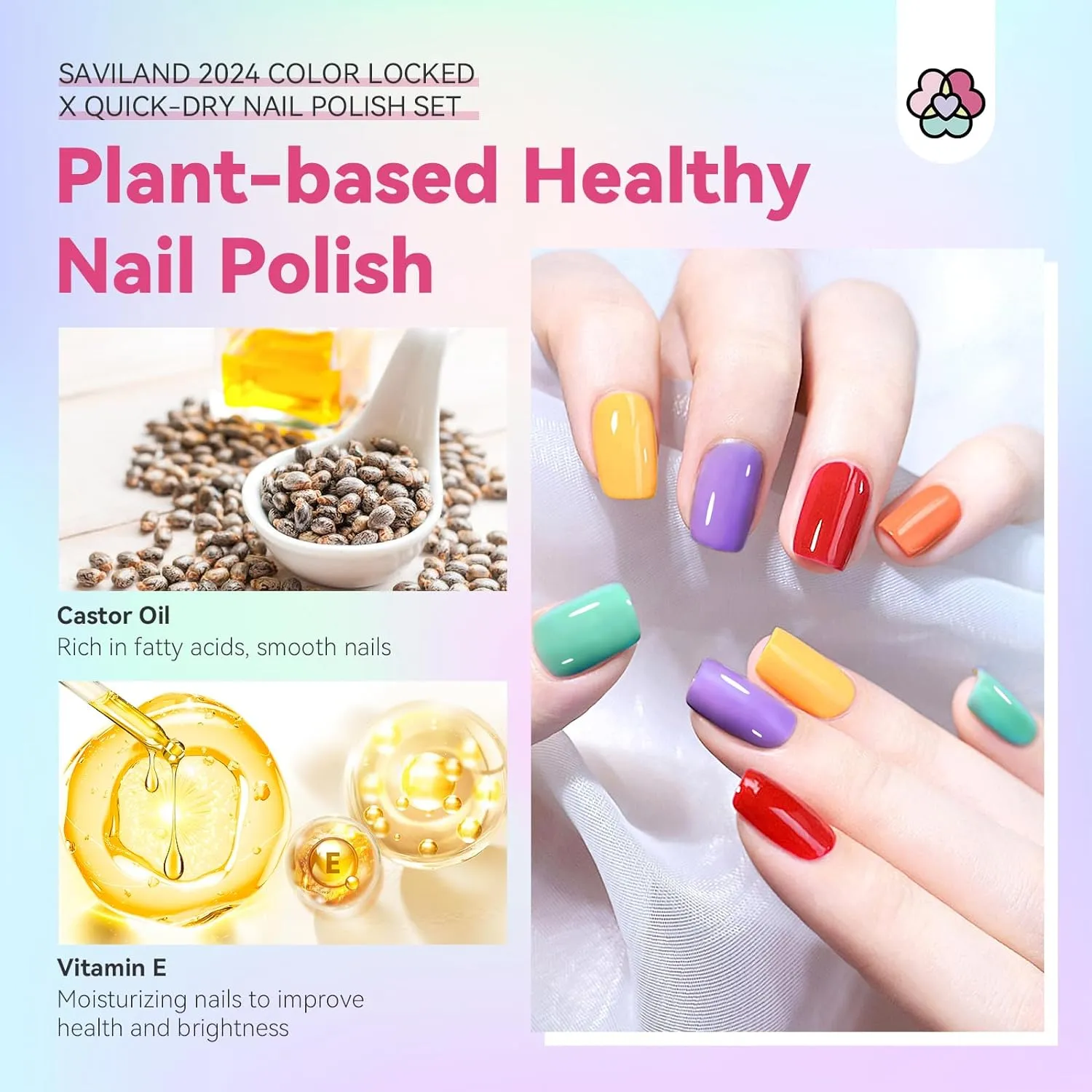 SAVILAND Finger Nail Polish Set for Beginner: 12 Neon Colors Air Quick Dry Nail Polish Summer Glitter Nail Polish Kit Regular Fingernail Polish Non Gel with Base-Top Polish for Toe Manicure Nail Art