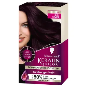 Schwarzkopf Keratin Color Permanent Hair Color, 1.9 Rich Caviar, 1 Application - Professionally Inspired Permanent Hair Dye, for up to 80% Less Breakage vs Untreated Hair and up to 100% Gray Coverage
