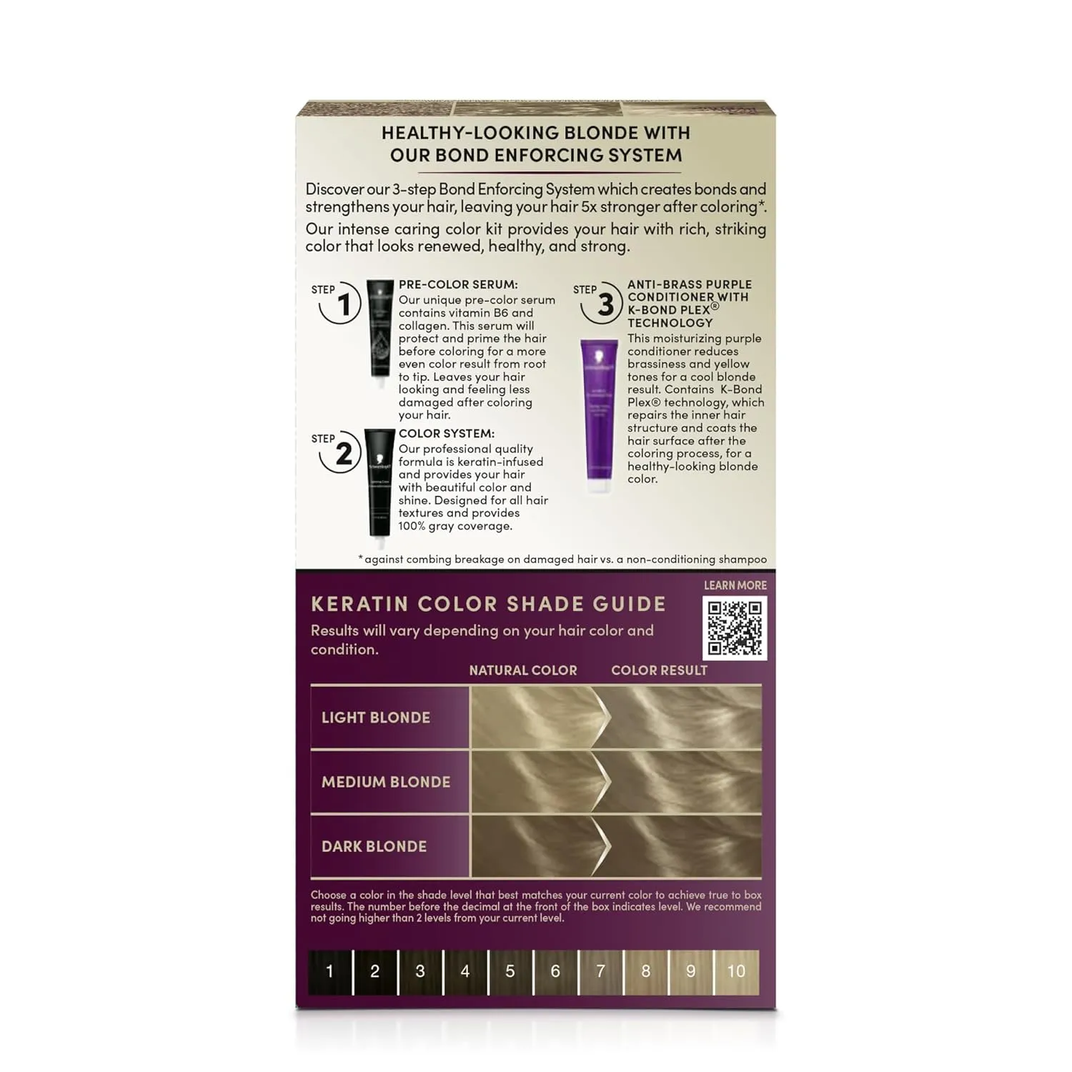 Schwarzkopf Keratin Color Permanent Hair Color, 7.1 Dark Ash Blonde, 1 Application - Professionally Inspired Permanent Hair Dye, for up to 80% Less Breakage vs Untreated Hair and up to 100% Gray Coverage