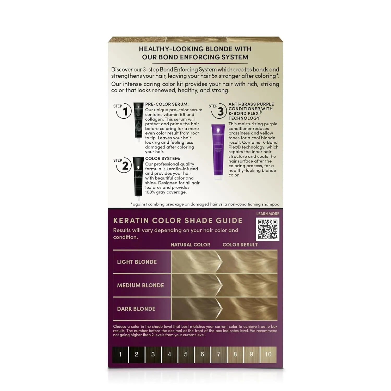 Schwarzkopf Keratin Color Permanent Hair Color, 8.0 Medium Blonde, 1 Application - Professionally Inspired Permanent Hair Dye