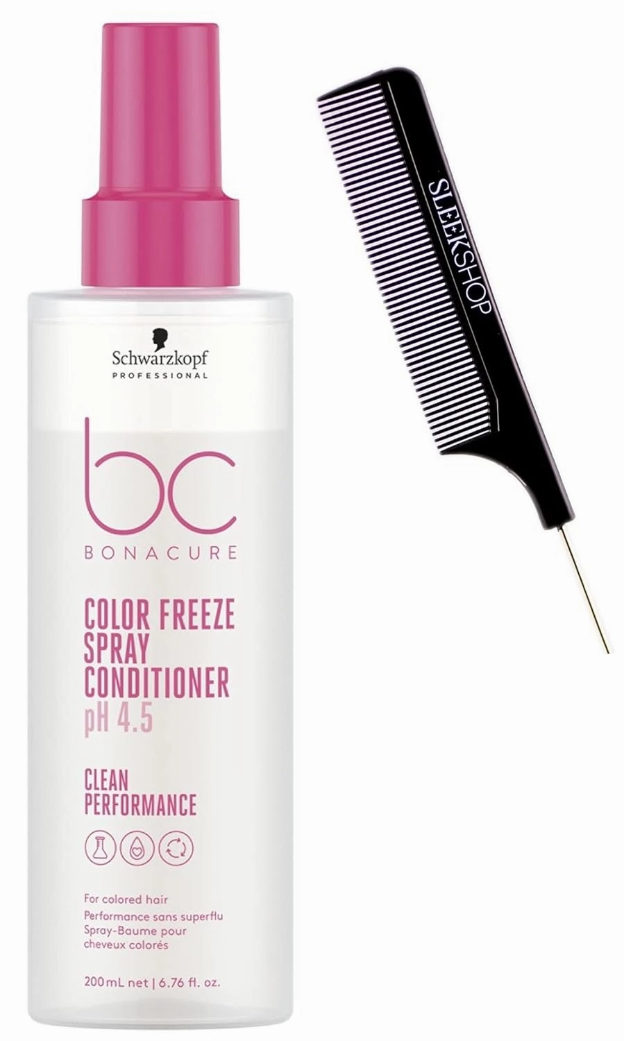 Schwarzkopf BC BONACURE Color Freeze SPRAY CONDITIONER for COLORED HAIR (with Sleek Steel Pin Tail Comb) Coloured Leave In Conditioner (Color Freeze - 6.8 oz / 200 ml)