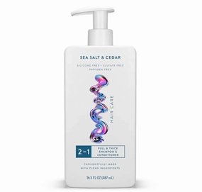Sea Salt & Cedar - 2 in 1 Shampoo and Conditioner - Contain Naturally Derived Ingredients | All Hair - Silicone, Sulfate and Paraben Free - Full & Thick - 16.5 FLOz - Pack Of 01