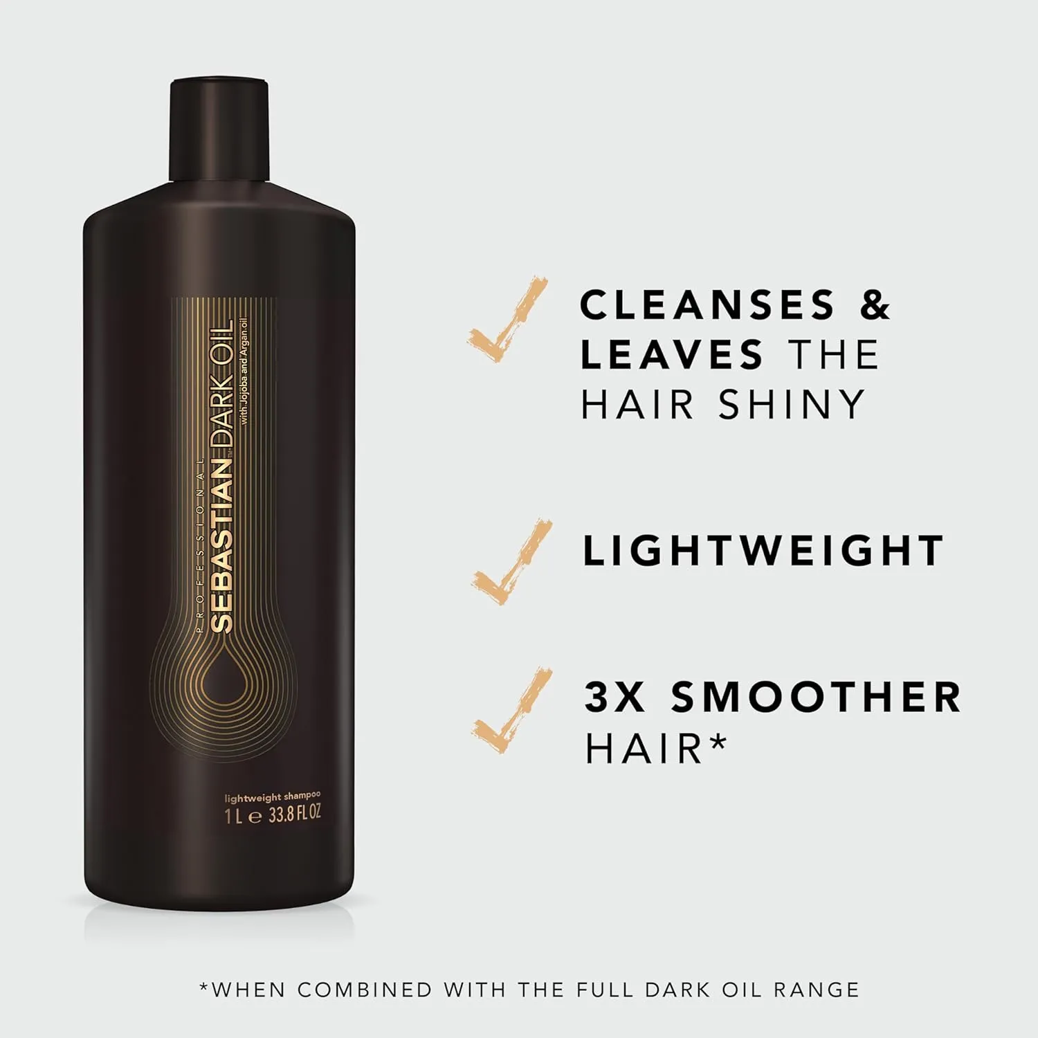 Sebastian Professional Dark Oil Lightweight Shampoo| Infused with Jojoba & Argan Oil for Silky, Smooth Hair