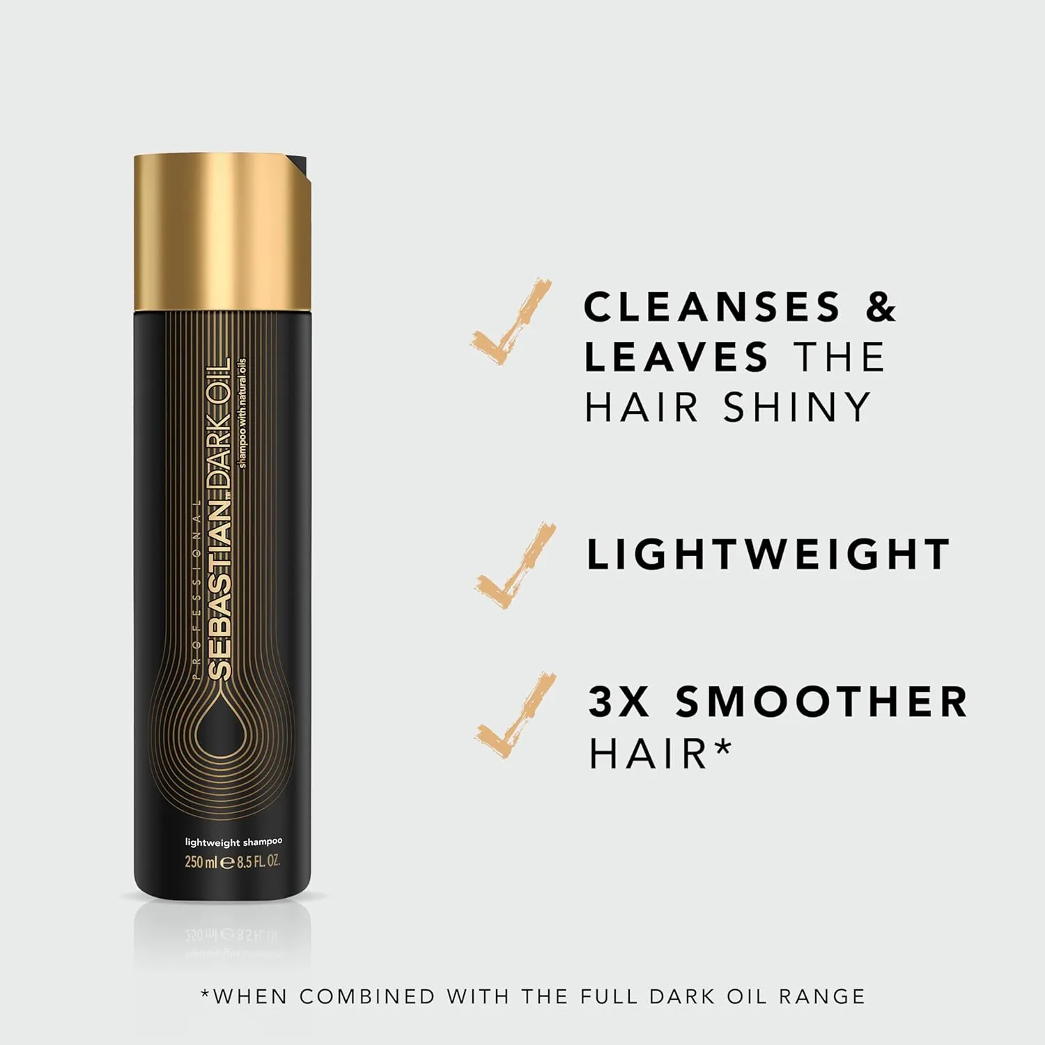 Sebastian Professional Dark Oil Lightweight Shampoo| Infused with Jojoba & Argan Oil for Silky, Smooth Hair