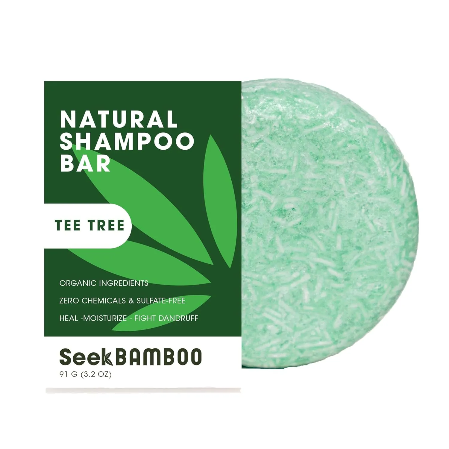 Seek Bamboo | Tea Tree Shampoo Bar – Natural Anti-Dandruff & Scalp Care | SLS-Free, Plastic-Free, Soothes Irritation & Refreshes Hair, Eco-Friendly Hair Care (Tea Tree)