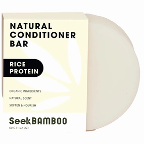 Seek Bamboo Rice Water Conditioner Strengthening & Smoothing Solid Conditioner with Rice Protein, Sake & Shea Butter – Natural, Plastic-Free, Vegan & Sulfate-Free Hair Care