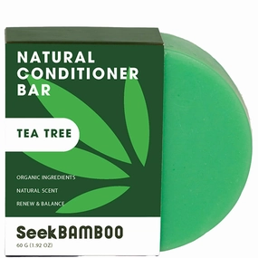 Seek Bamboo Tea Tree Conditioner Bar Scalp Soothing & Strengthening with Biotin, Shea Butter & Jojoba – Natural, Sulfate-Free, Silicone-Free Hair Care for Dandruff & Itchy Scalp
