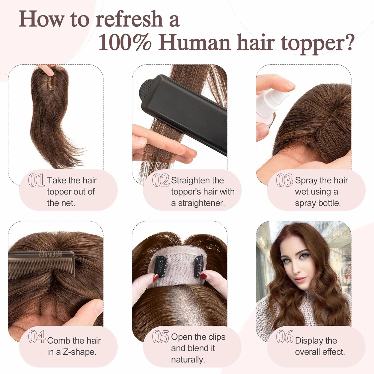 SEGO Hair Toppers for Women Real Human Hair Large Full Silk Base 9 * 14 cm Free Part No Bangs 150% Density Clip In Topper Hairpieces for Women with Thinning Hair -14 Inch #4Y Medium Neutral Brown