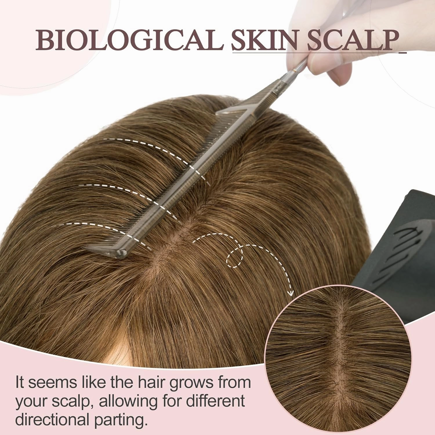 SEGO Hair Toppers for Women Real Human Hair Large Full Silk Base 9 * 14 cm Free Part No Bangs 150% Density Clip In Topper Hairpieces for Women with Thinning Hair -14 Inch #4Y Medium Neutral Brown