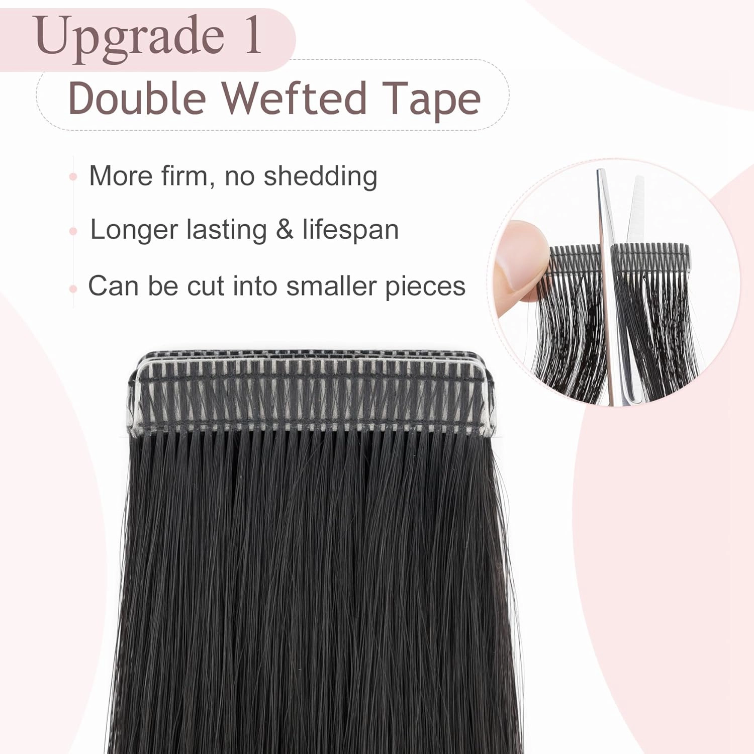 SEGO Tape In Hair Extensions Human Hair Jet Black 20 Inch New Upgrade Pro Remy Hair Longer Lifespan Double Weft Invisible Tape Ins Hair Halloween Gifts for Women Girls 50g/pack