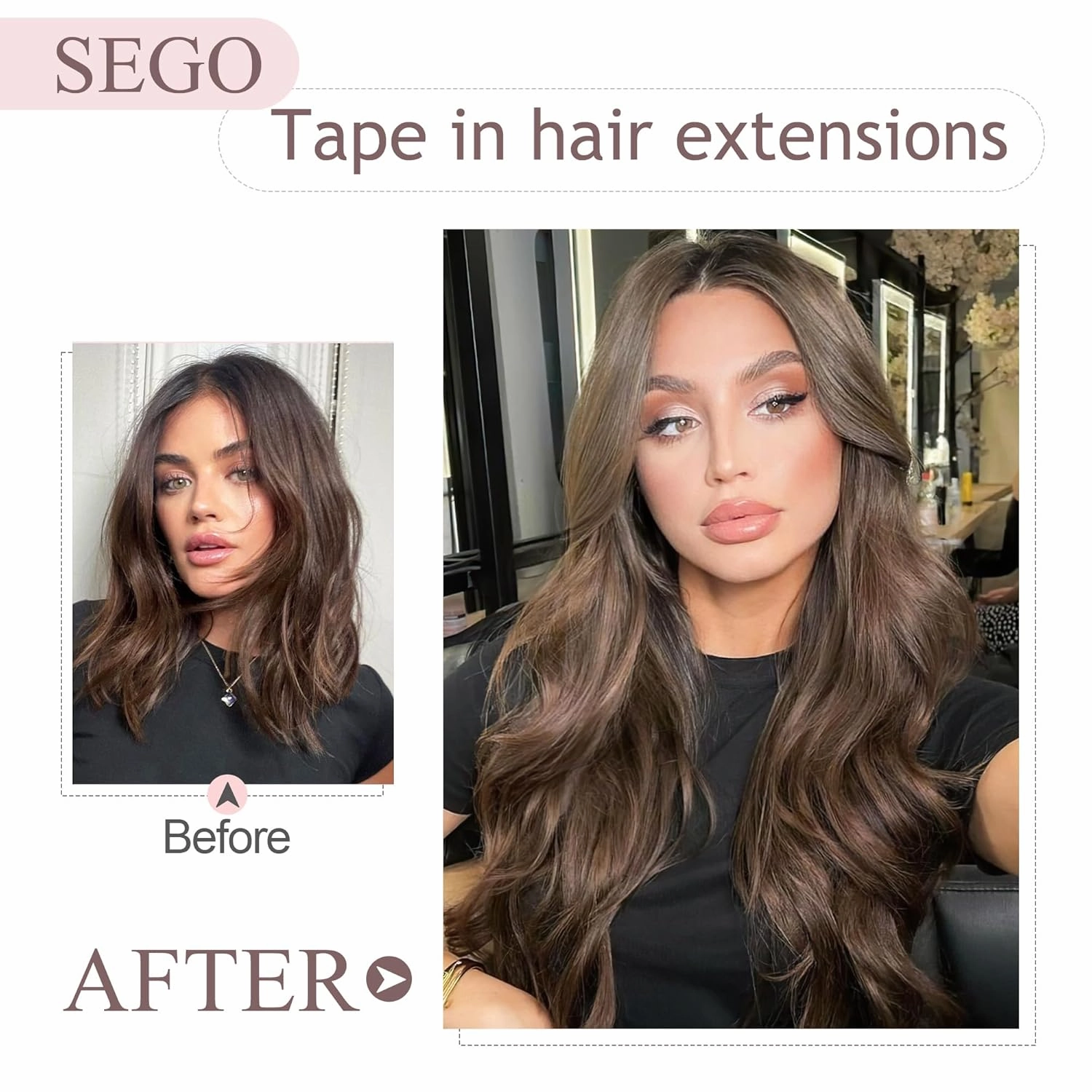 SEGO Tape In Hair Extensions Human Hair Medium Neutral Brown 20 Inch New Upgrade Pro Remy Hair Longer Lifespan Double Weft Invisible Tape Ins Hair Halloween Gifts for Women Girls 50g/pack