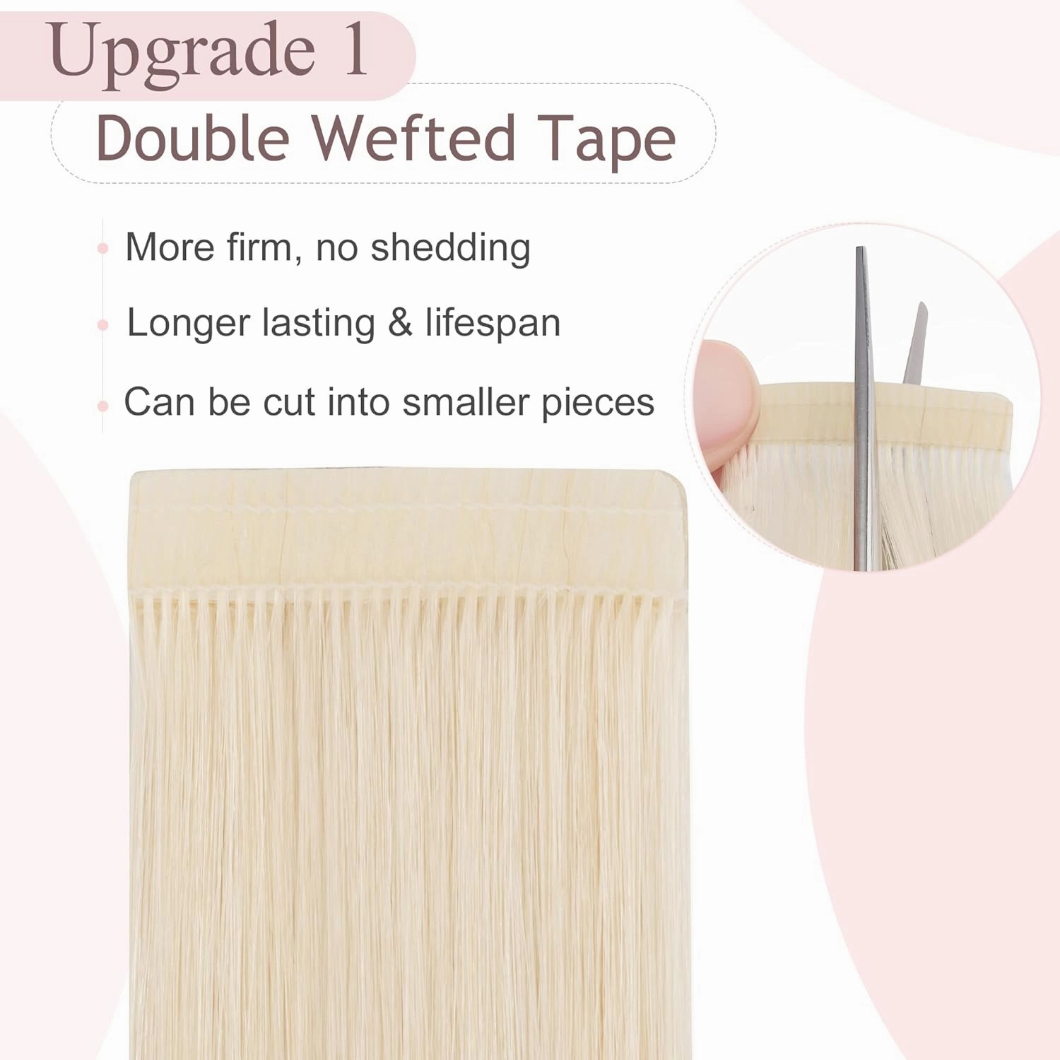SEGO Tape In Hair Extensions Human Hair Platinum Blonde 20 Inch New Upgrade Pro Remy Hair Longer Lifespan Double Weft Invisible Tape Ins Hair Halloween Gifts for Women Girls 50g/pack