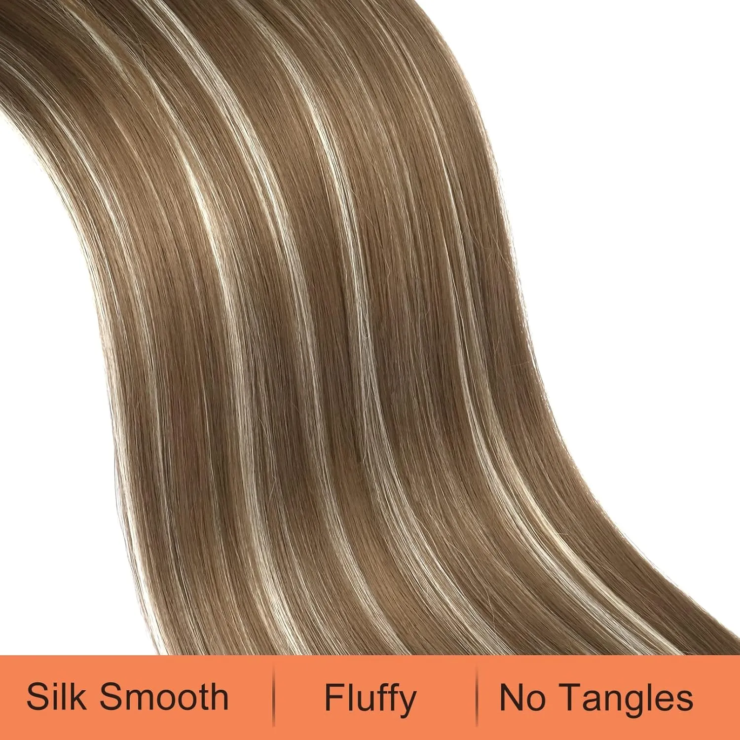 SEIKEA 28" Ponytail Extensions Drawstring Long Straight Fake Pony Tail Natural Soft Clip in Hair Extension Synthetic Heat Resistant Hairpiece - Ash Brown with Platinum Blonde Hightlights