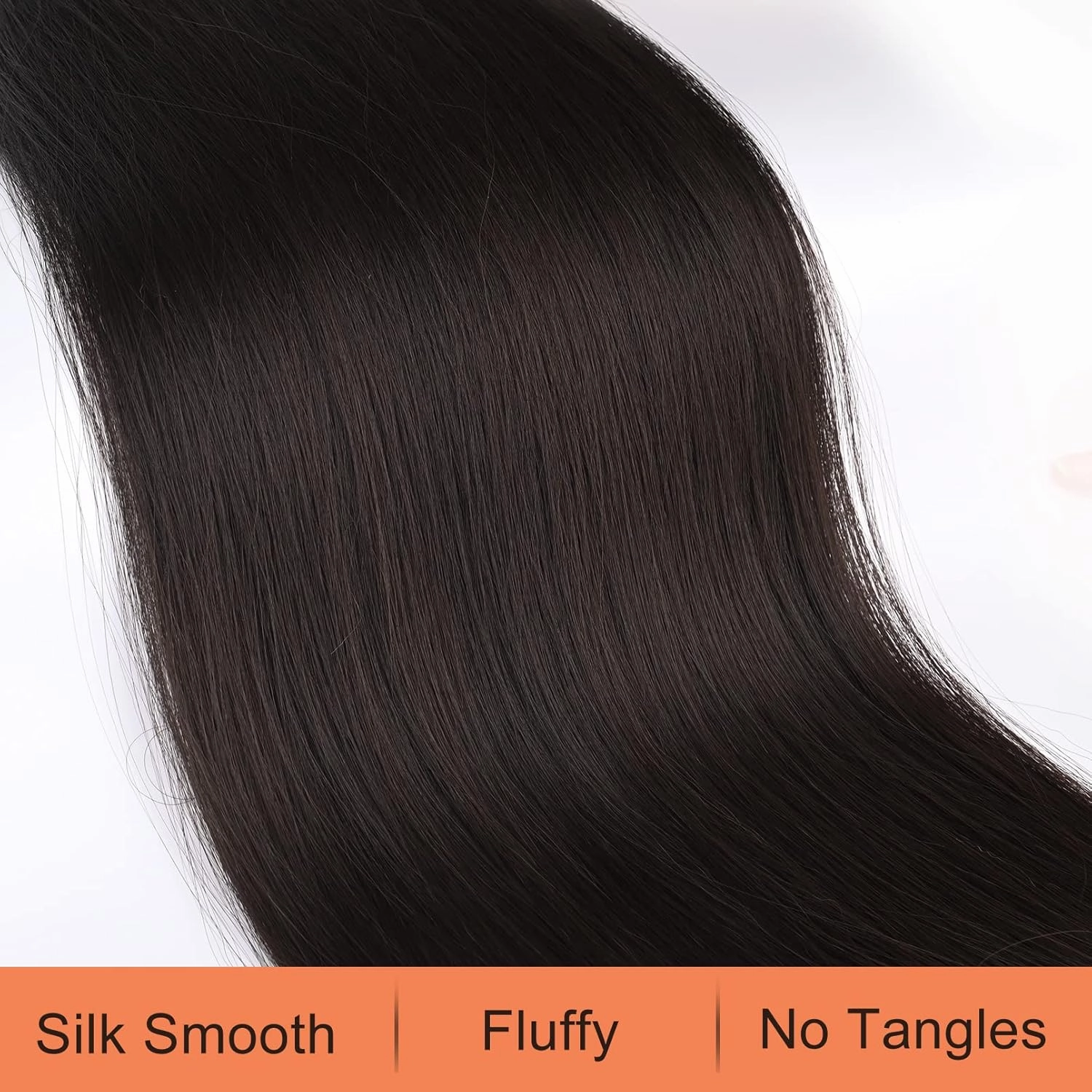 SEIKEA 28" Ponytail Extensions Drawstring Long Straight Fake Pony Tail Natural Soft Clip in Hair Extension Synthetic Heat Resistant Hairpiece - Black Brown
