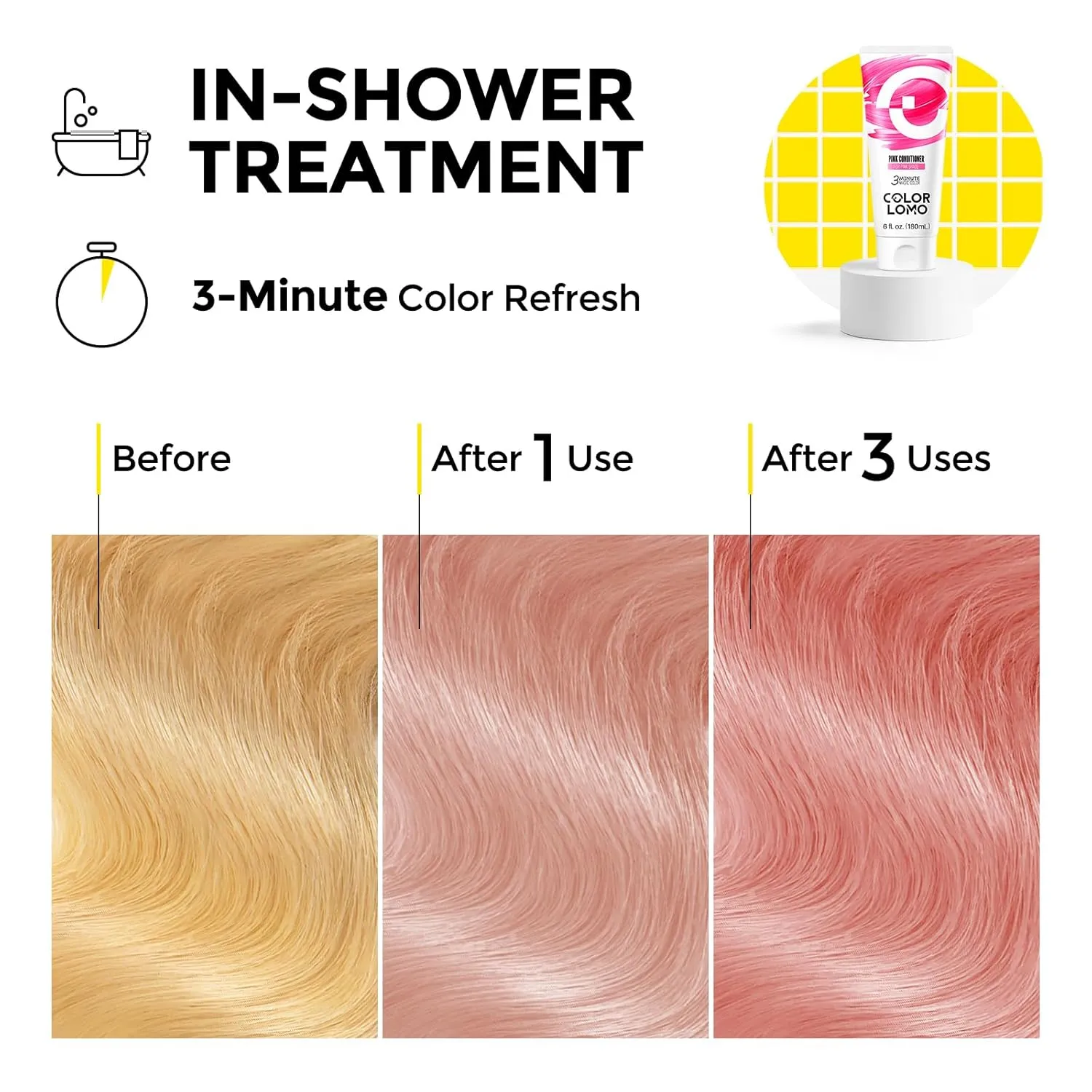 Semi Permanent Hair Color - 6 oz Color Depositing Conditioner with Shea Butter & Almond Oil - Color Conditioner Depositing Hair Mask - Vegan, Paraben, Ammonia & Sulfate Free - Pink