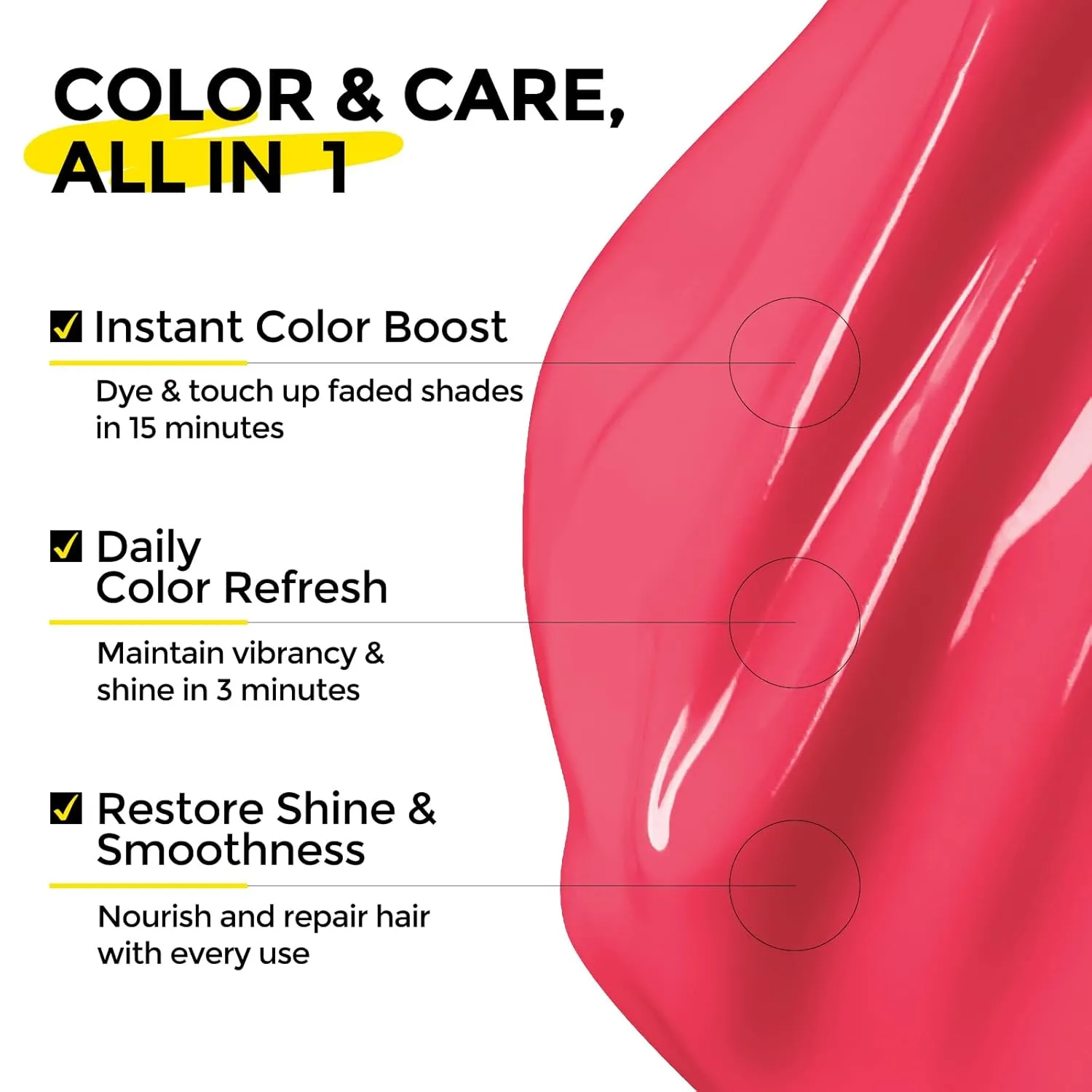 Semi Permanent Hair Color - 6 oz Color Depositing Conditioner with Shea Butter & Almond Oil - Color Conditioner Depositing Hair Mask - Vegan, Paraben, Ammonia & Sulfate Free - Pink