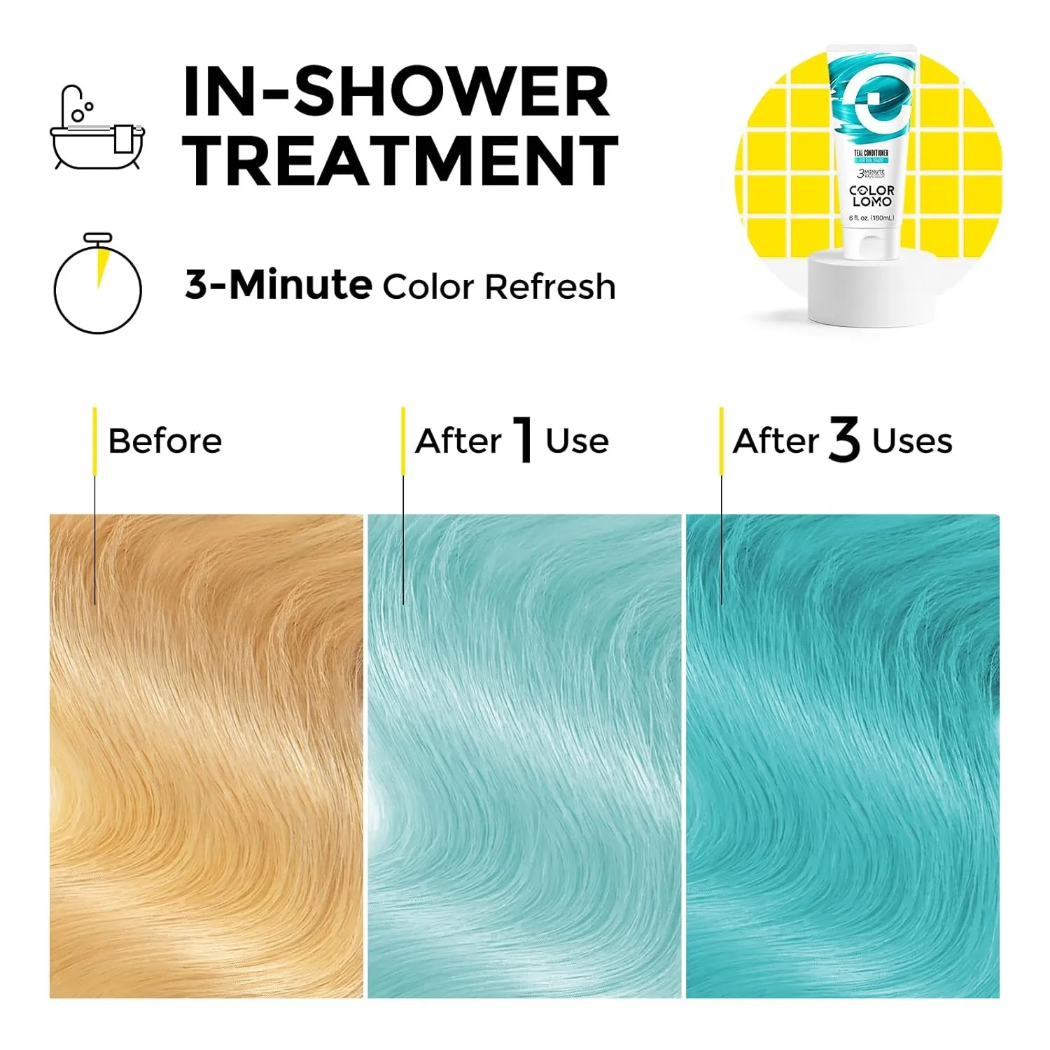 Semi Permanent Hair Color - 6 oz Color Depositing Conditioner with Shea Butter & Almond Oil- Color Conditioner Depositing Hair Mask - Vegan, Paraben, Ammonia & Sulfate Free - Teal
