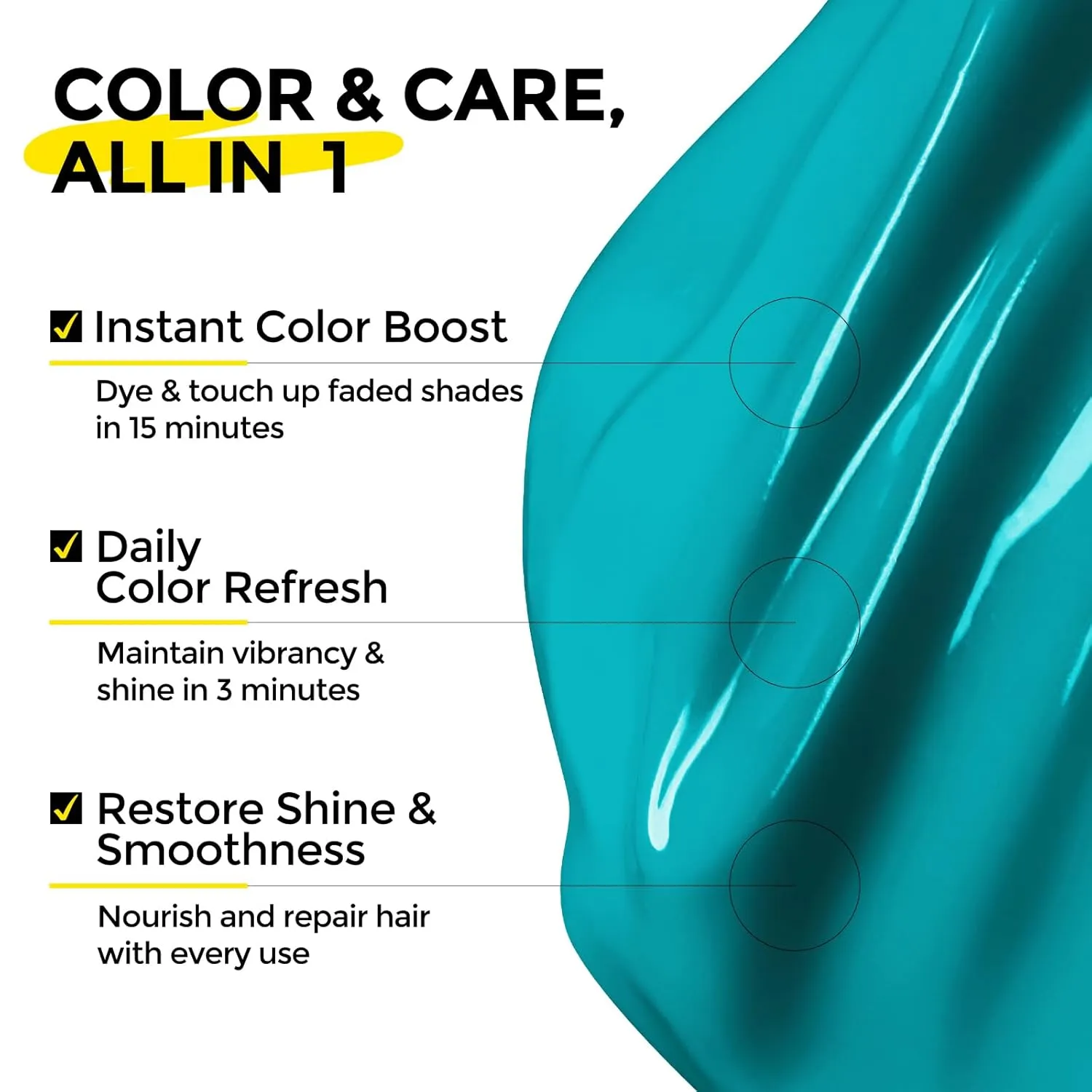 Semi Permanent Hair Color - 6 oz Color Depositing Conditioner with Shea Butter & Almond Oil- Color Conditioner Depositing Hair Mask - Vegan, Paraben, Ammonia & Sulfate Free - Teal