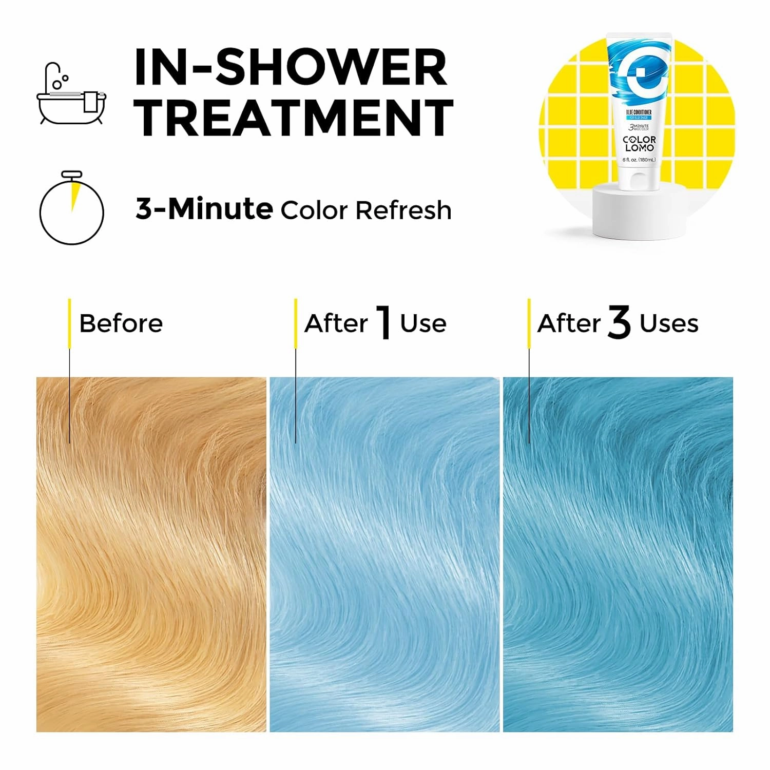 Semi Permanent Hair Color - 6 oz Color Depositing Conditioner with Shea Butter & Almond Oil- Color Conditioner Depositing Hair Mask - Vegan, Paraben, Ammonia & Sulfate Free - Blue