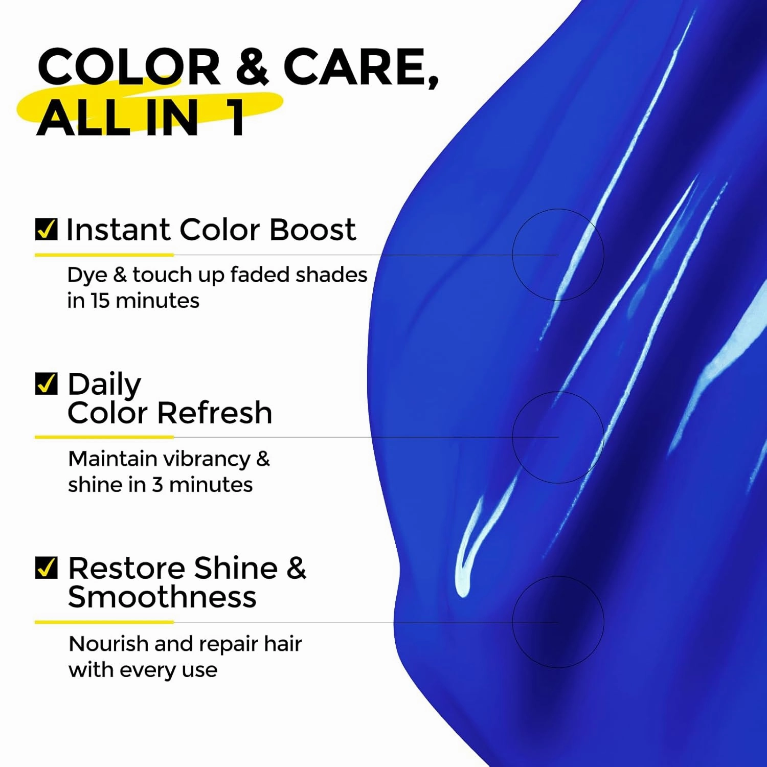 Semi Permanent Hair Color - 6 oz Color Depositing Conditioner with Shea Butter & Almond Oil- Color Conditioner Depositing Hair Mask - Vegan, Paraben, Ammonia & Sulfate Free - Blue