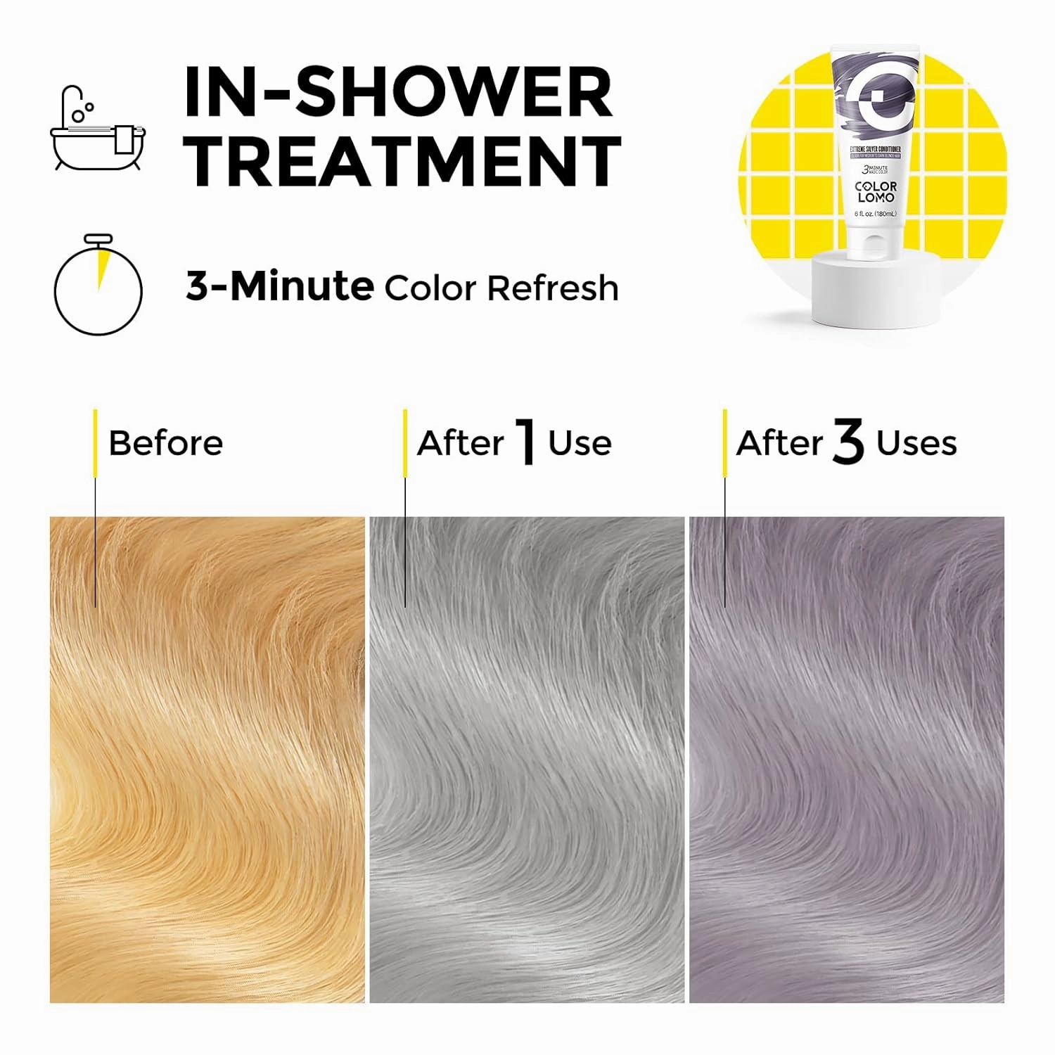 Semi Permanent Hair Color - 6 oz Color Depositing Conditioner with Shea Butter & Almond Oil- Color Conditioner Depositing Hair Mask - Vegan, Paraben, Ammonia & Sulfate Free - Extreme Silver