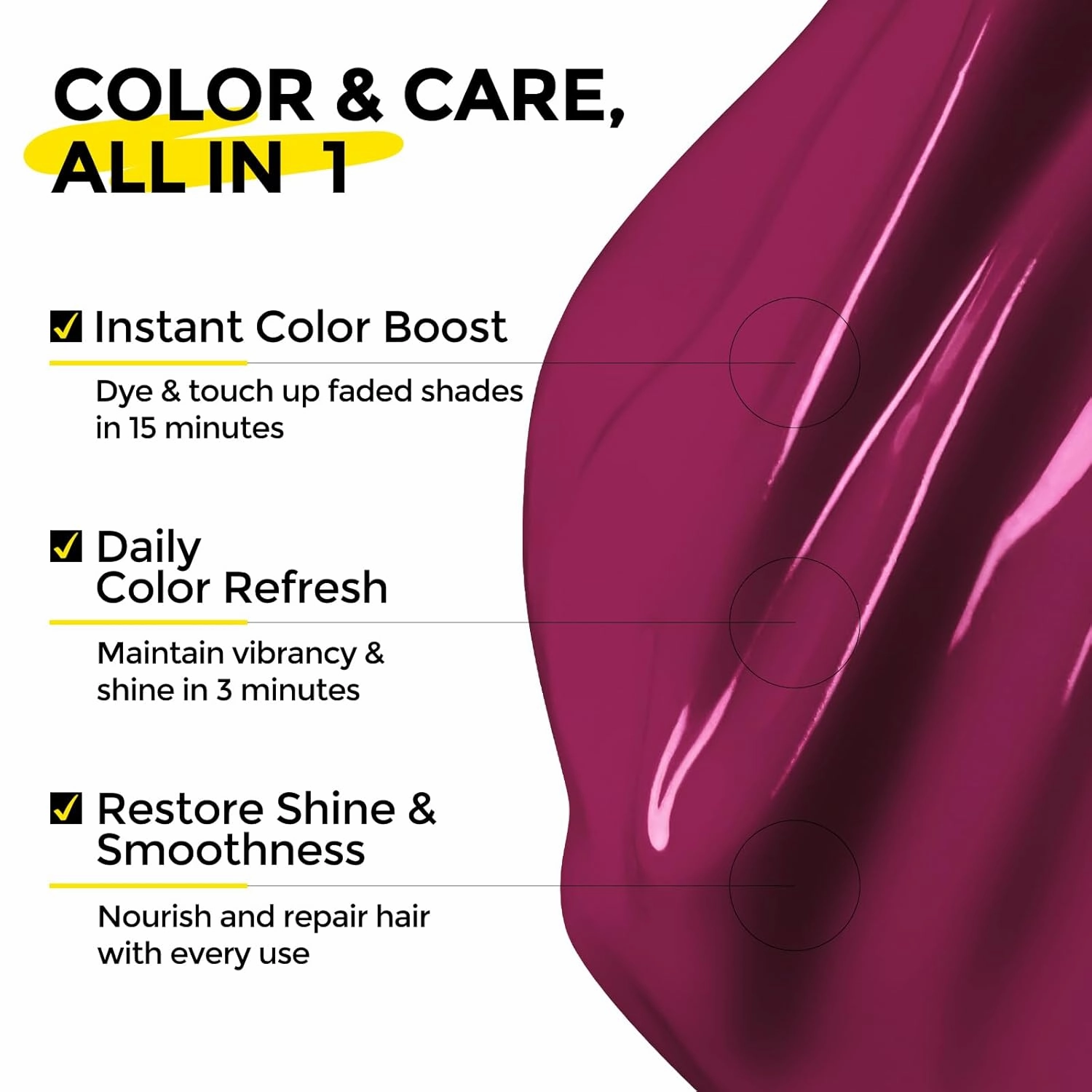 Semi Permanent Hair Color - 6 oz Color Depositing Conditioner with Shea Butter & Almond Oil- Color Conditioner Depositing Hair Mask - Vegan, Paraben, Ammonia & Sulfate Free - Merlot