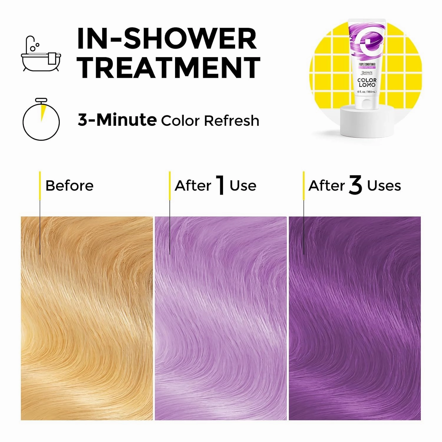 Semi Permanent Hair Color - 6 oz Color Depositing Conditioner with Shea Butter & Almond Oil- Color Conditioner Depositing Hair Mask - Vegan, Paraben, Ammonia & Sulfate Free - Purple