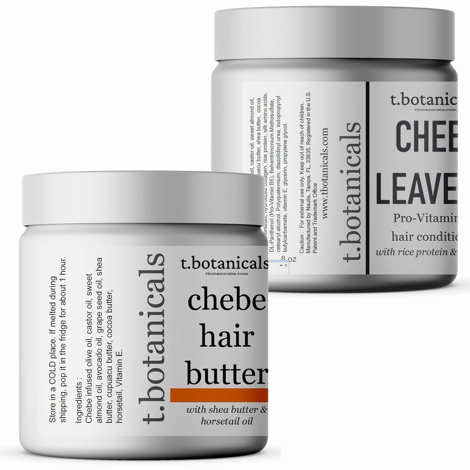 Set of Chebe Butter and Chebe Leave In Conditioner Lustrous Locks Promote Longer Stronger Hair Growth Thickening Eliminate Hair Breakage Infused with Chebe Powder made in USA (Unscented, 4 oz each)