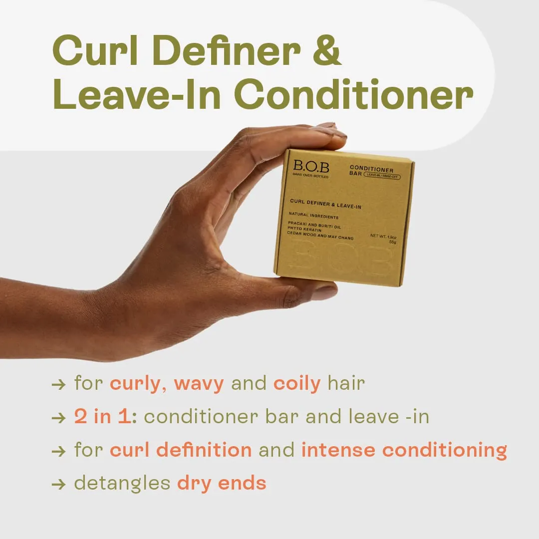 Shampoo Bars and Conditioner Set | Curl Defining, Frizz Control, Hydrating, Moisturizing, Rice Protein & Buriti Oil for Smooth, Shiny Hair
