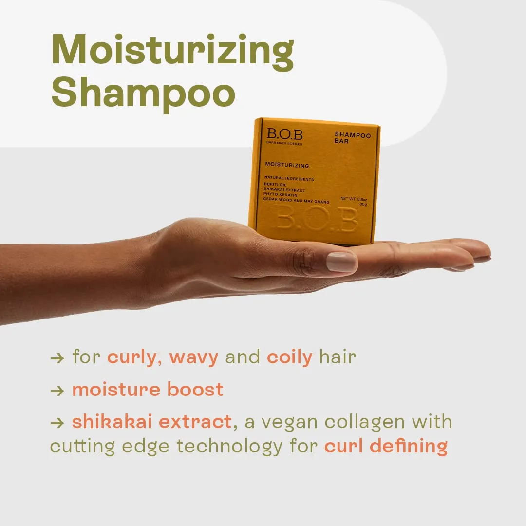 Shampoo Bars and Conditioner Set | Curl Defining, Frizz Control, Hydrating, Moisturizing, Rice Protein & Buriti Oil for Smooth, Shiny Hair