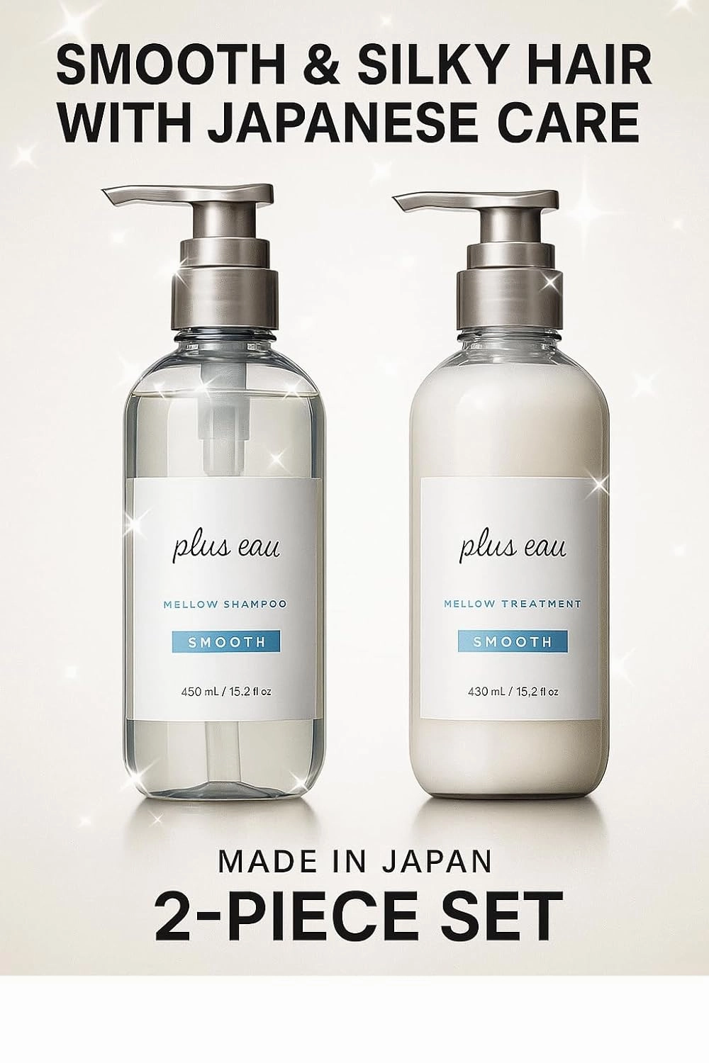 Shampoo & Conditioner Set, Daily Moisture Renewal Hair with Silk Beauty Essence Ingredients, 15.2 oz / 450ml, 2-Pack, Made in Japan, Ultimate Moisture