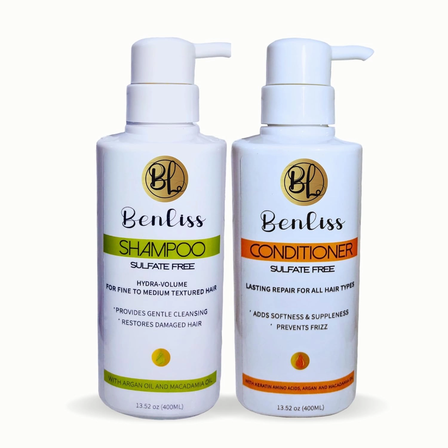 Shampoo and Conditioner Set With Argan and Macadamia Oil- Sulfate Free - For Straight, Curly, Frizzy, Dry - Hair Repair for Damaged Hair - Anti Frizz - Removing Split Ends