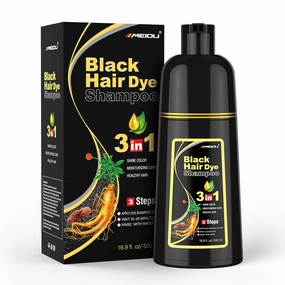 Shampoo Shop Black Hair Dye Shampoo 3 in 1 for Gray Hair, Black Hair Dye for Women Men, Hair Color Herbal Ingredients Natural (500ml,16.9oz)