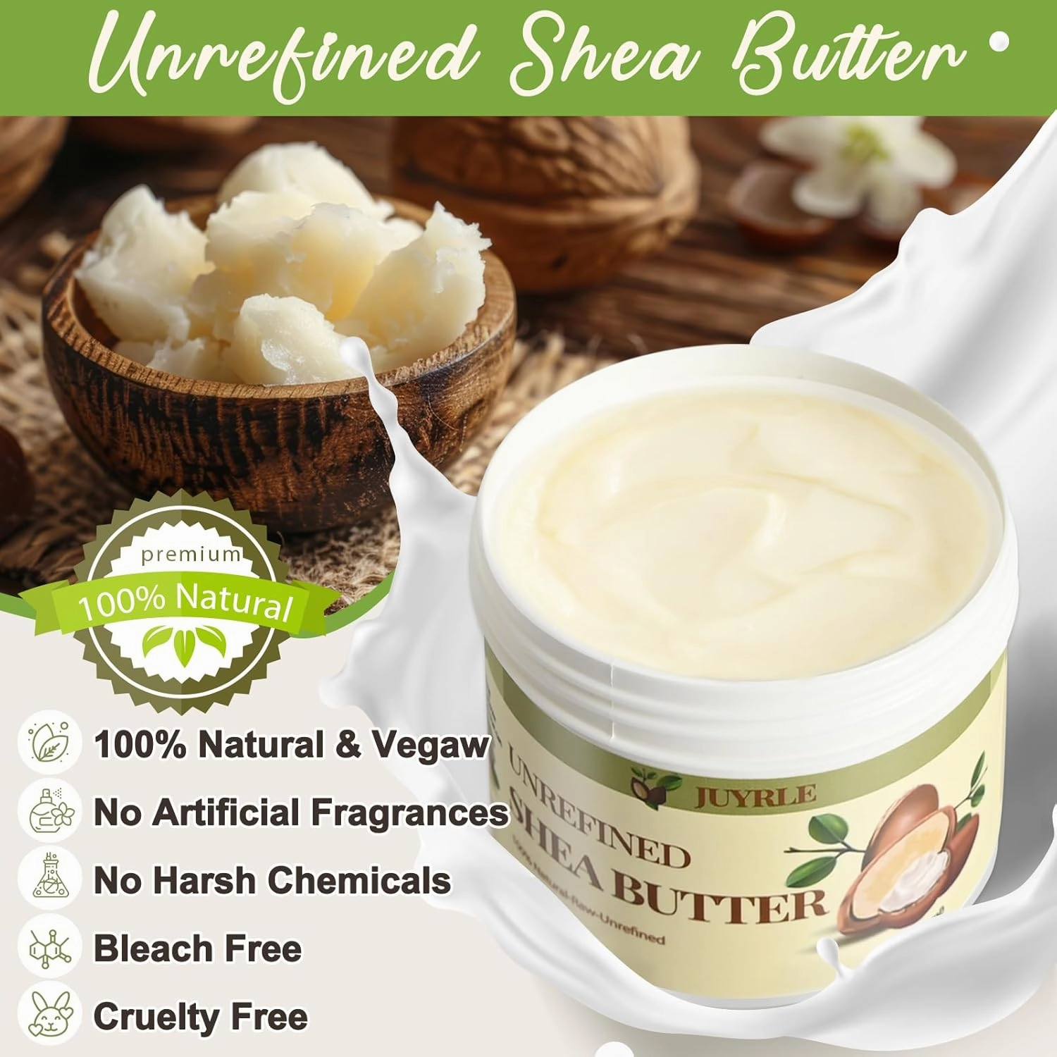 Shea Butter Raw Organic- Pure & Raw Virgin Unrefined, African Shea Butter for Hair, Extremely Dry Skin, DIY Whipped Moisturizing Body Lotion, Body Butter for Women and Men- 16oz