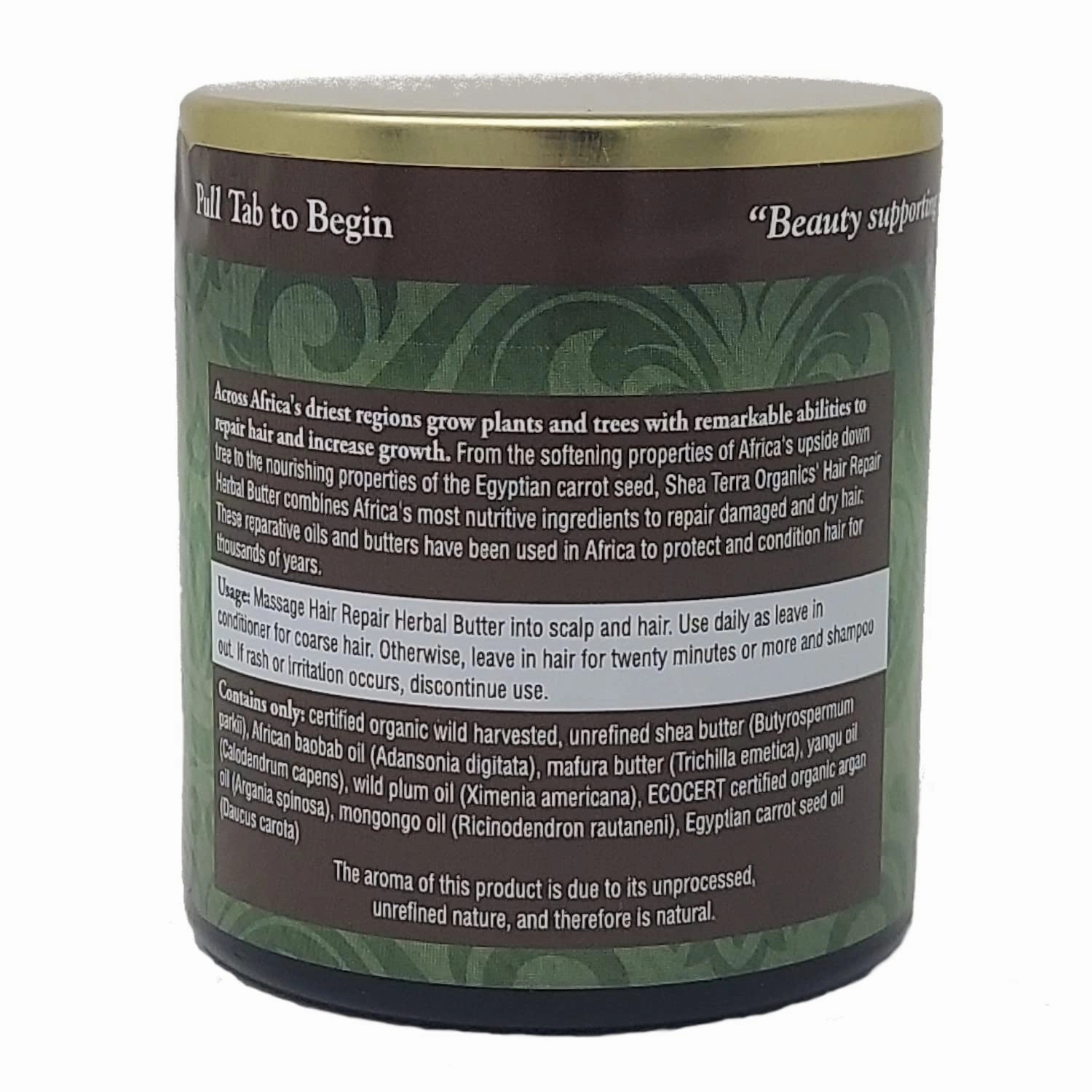 Shea Terra Organics Hair Repair Herbal Butter | Natural Hair Restoration and Dry Itchy Scalp Treatment - Rinse Out or Leave-In Conditioner - 4 oz