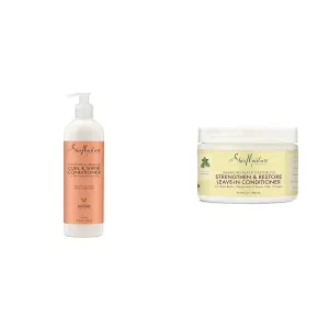 SheaMoisture Coconut and Hibiscus Conditioner for Dry Curly Hair Coconut, 24 Fl Oz & Jamaican Black Castor Oil Leave In Conditioner For Damaged Hair 100% Pure To Soften And Detangle 11.5oz