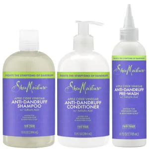 SheaMoisture Dandruff Shampoo (12 Oz)   Conditioner (12 Oz)   Pre-Wash (4 Oz) Anti-Dandruff 3pc Bundle with Salicylic Acid & Vitamin B3, Apple Cider Vinegar