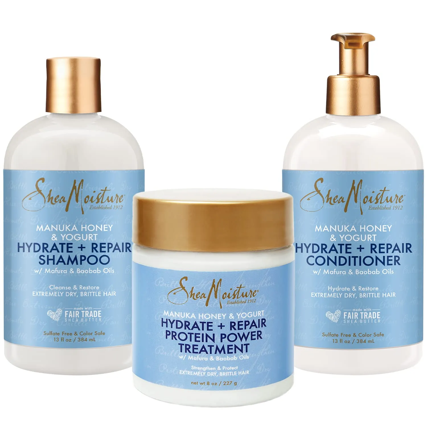 SheaMoisture Manuka Honey & Yogurt Hydrate Repair Shampoo - Sulfate, Paraben, Silicone Free, Moisturizing Shampoo for Damaged Hair, 1.329 kg