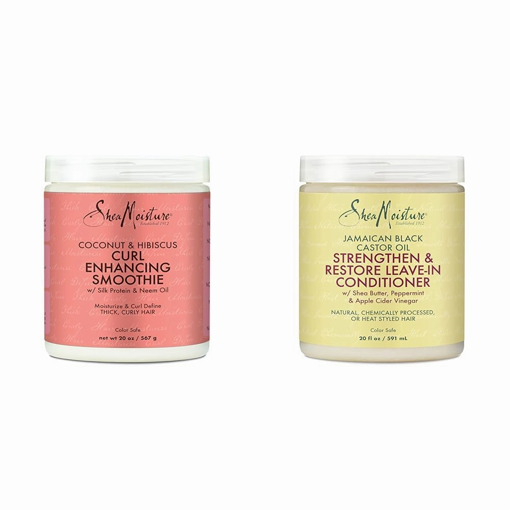 SheaMoisture Curl Enhancing Smoothie Hair Cream for Thick, Curly Hair - Coconut & Leave In Conditioner - Jamaican Black Castor Oil - 20 oz
