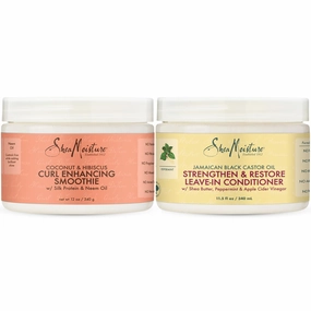 SheaMoisture Curly Hair Smoothie Bundle – Coconut & Hibiscus Curl Enhancing   Jamaican Black Castor Oil Leave-In Conditioner