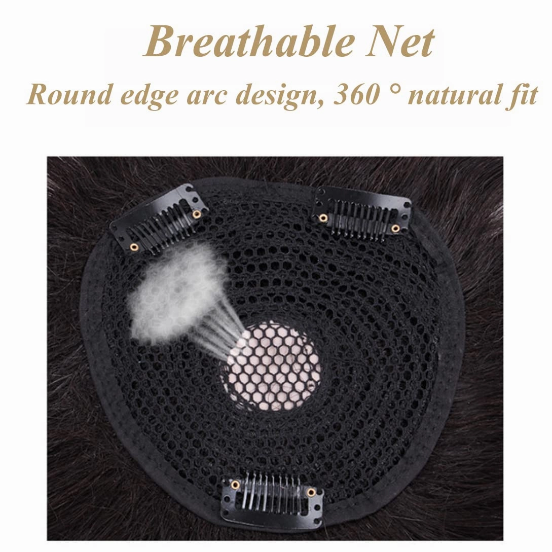 Short Wave Human Hair Toppers 7 Inch Clip in Top Hair Pieces for Women,4.7"x4.7" Silktop Base Remy Human Hair Wiglet Hairpiece for Thinning Hair 1B# Black Brown