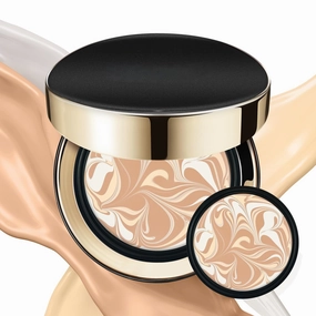 Signature Essence Pact SPF 50  Korean Cushion Foundation, Dewy Finish & Natural Coverage, Includes 2 Refills, Shade 21 Light Beige