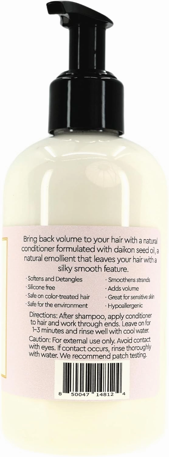 Silicone-Free Hair Conditioner – Daikon Seed Oil for Silky Smooth Hair, Detangling & Frizz Control, Gentle for Sensitive Skin (8 fl oz)