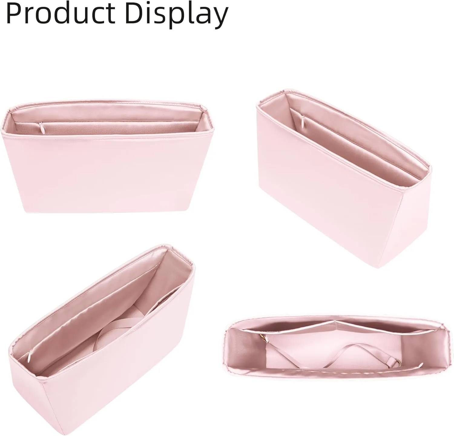 Silk Purse Organizer for Neverfull-PM/MM/GM,Luxury Handbag Insert,Designer Bag Accessorie(MM with Zipper,Pink)